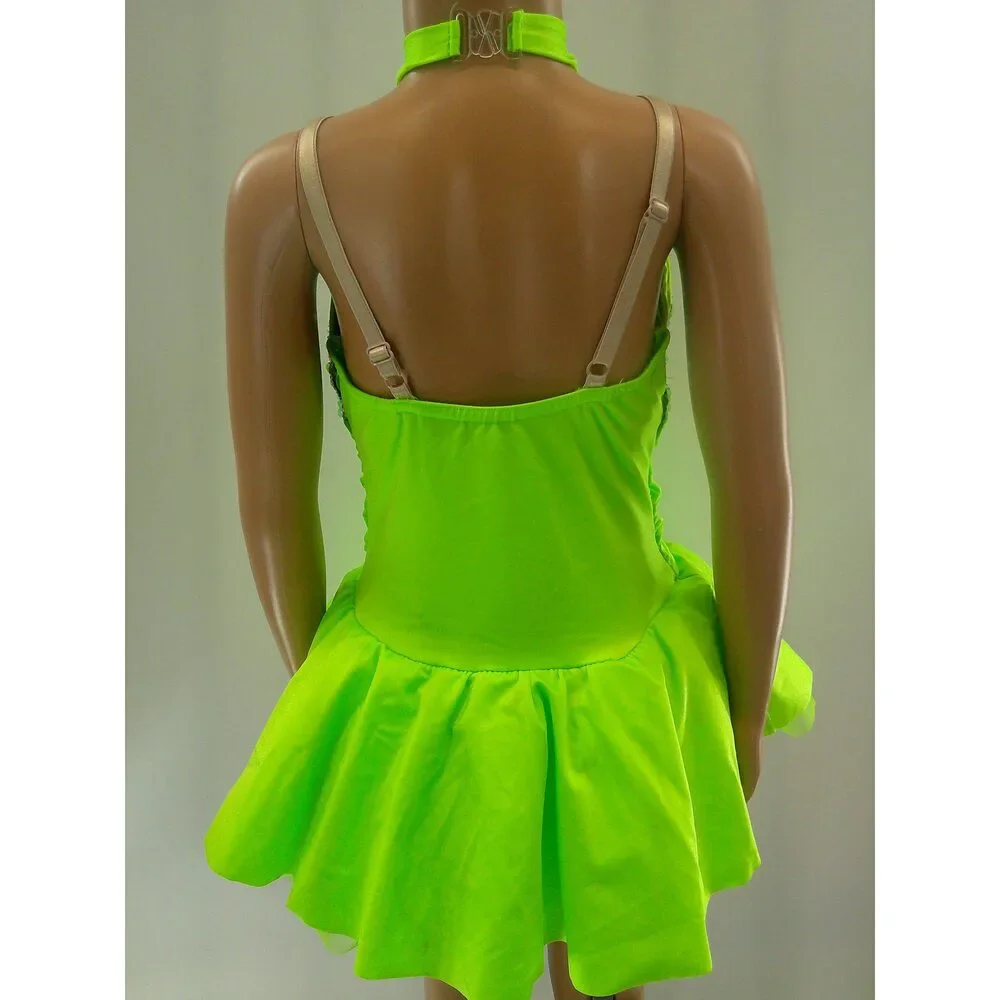 Pre-Owned Dance Costume Medium Child Green Costume Gallery 17300 Jazz Tap Clogg